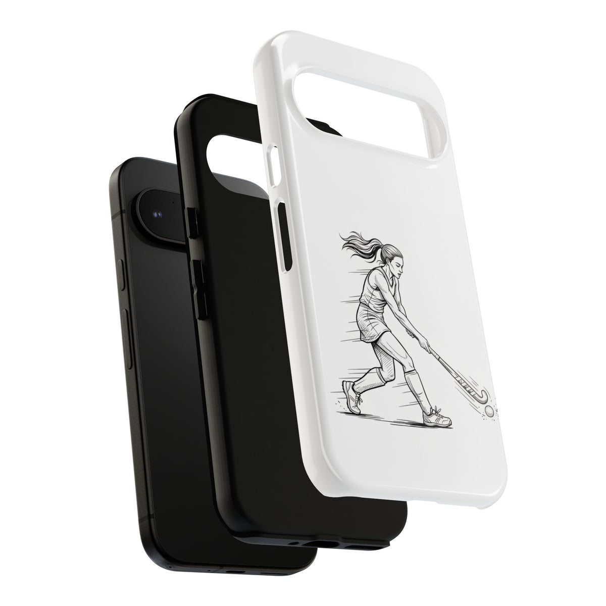 Phone Case, Hockey, Female  Player Minimalist sketch design, Tough Case