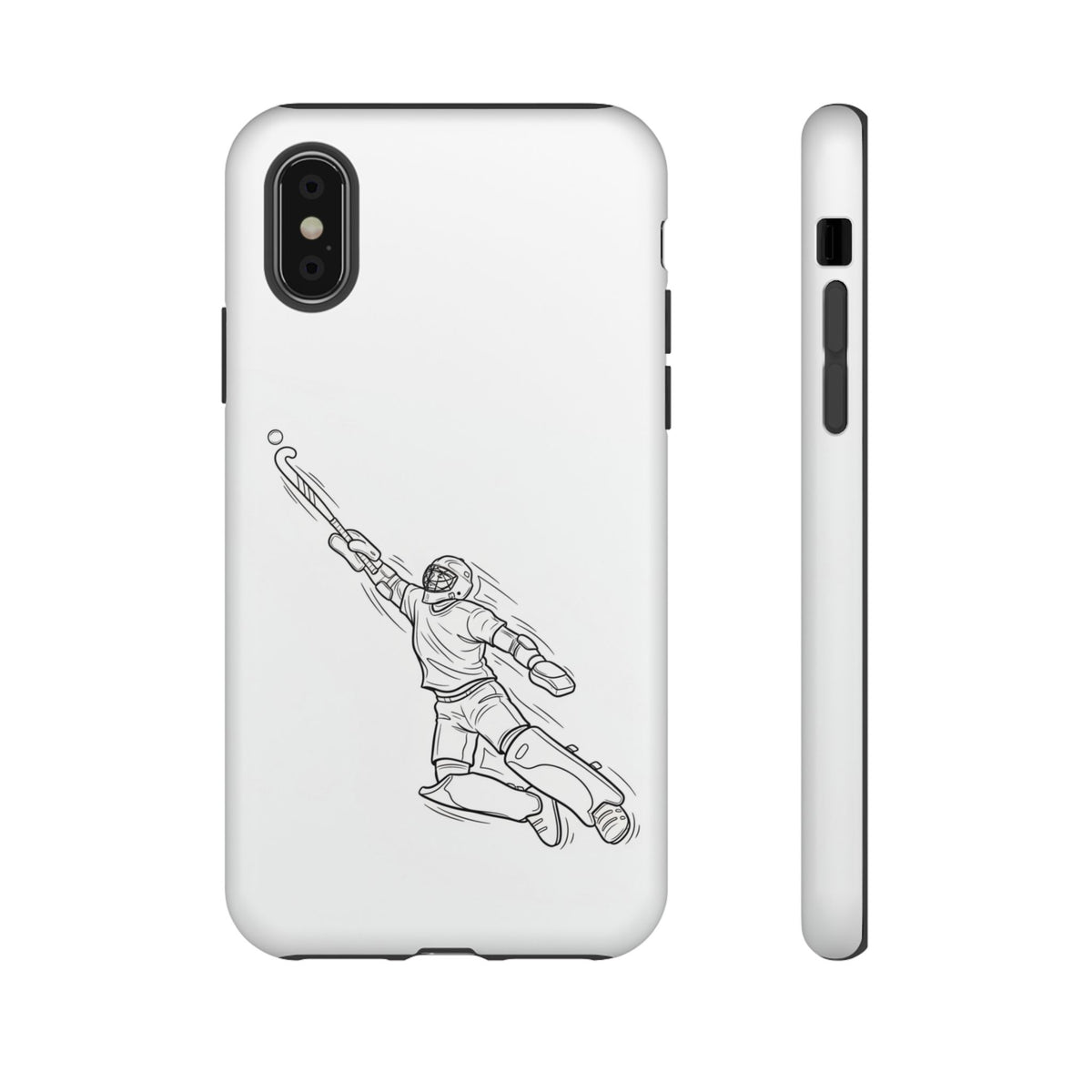 Hockey Goalkeeper Sketch Phone Case — Minimalist Sports Protective Cover