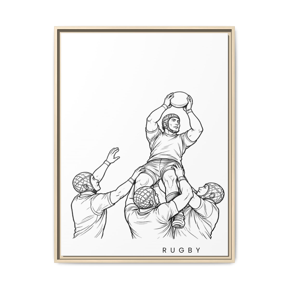 Print, Rugby Line-Out, Matte Canvas Print Framed Art