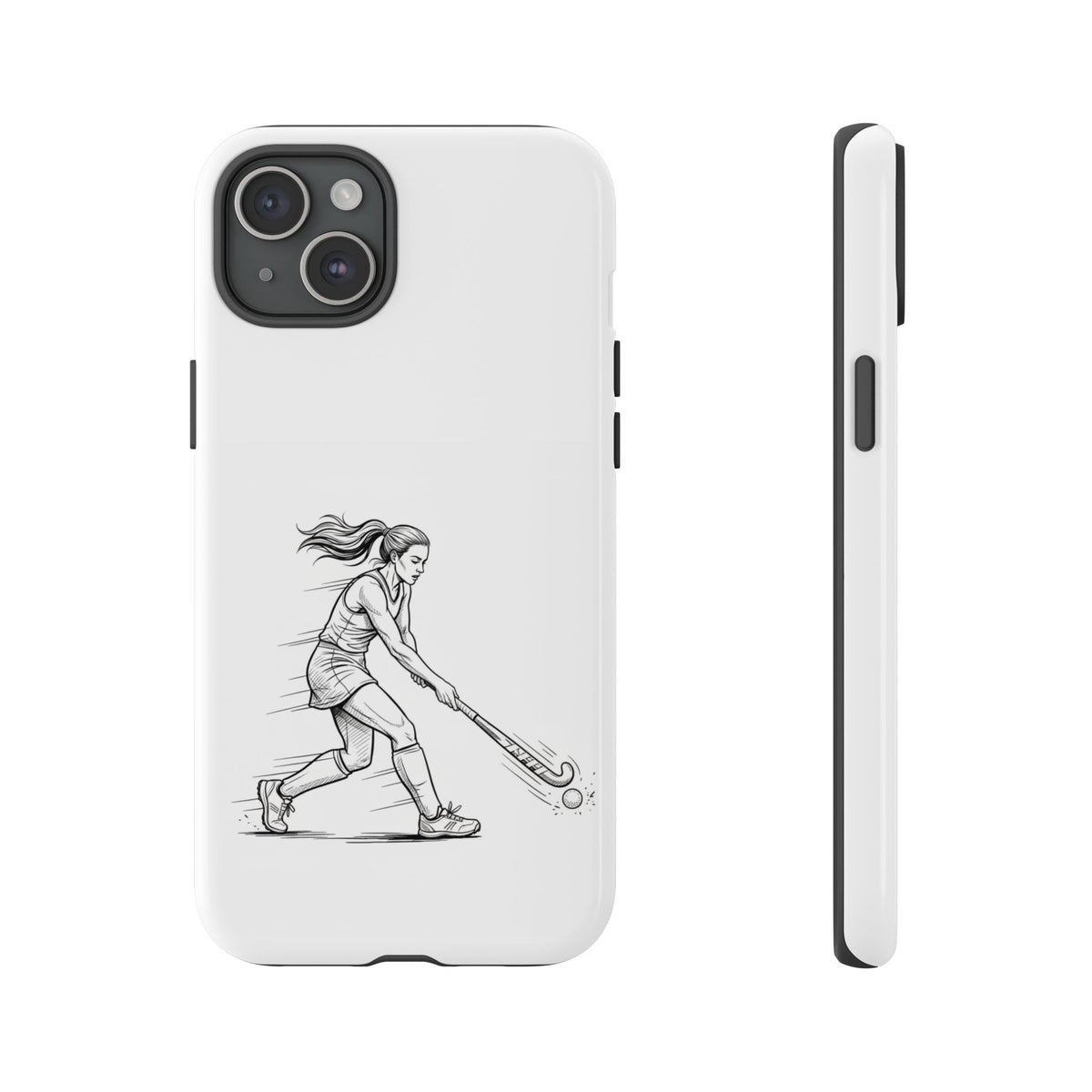 Phone Case, Hockey, Female  Player Minimalist sketch design, Tough Case