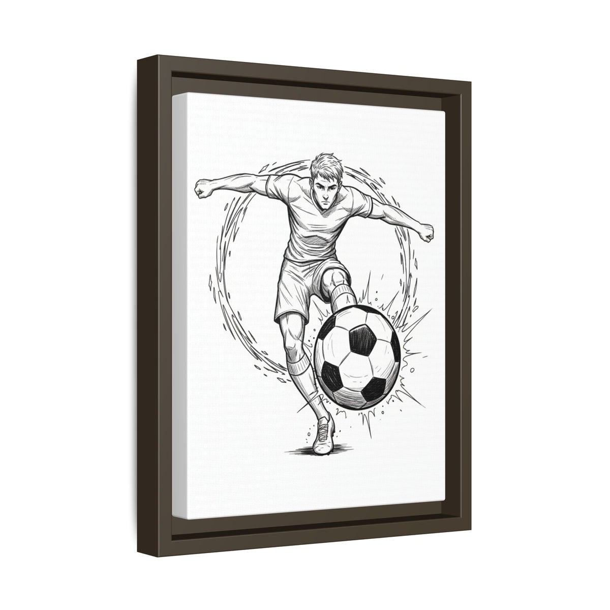 Print, Football Striker, Matte Canvas Framed Wall Art