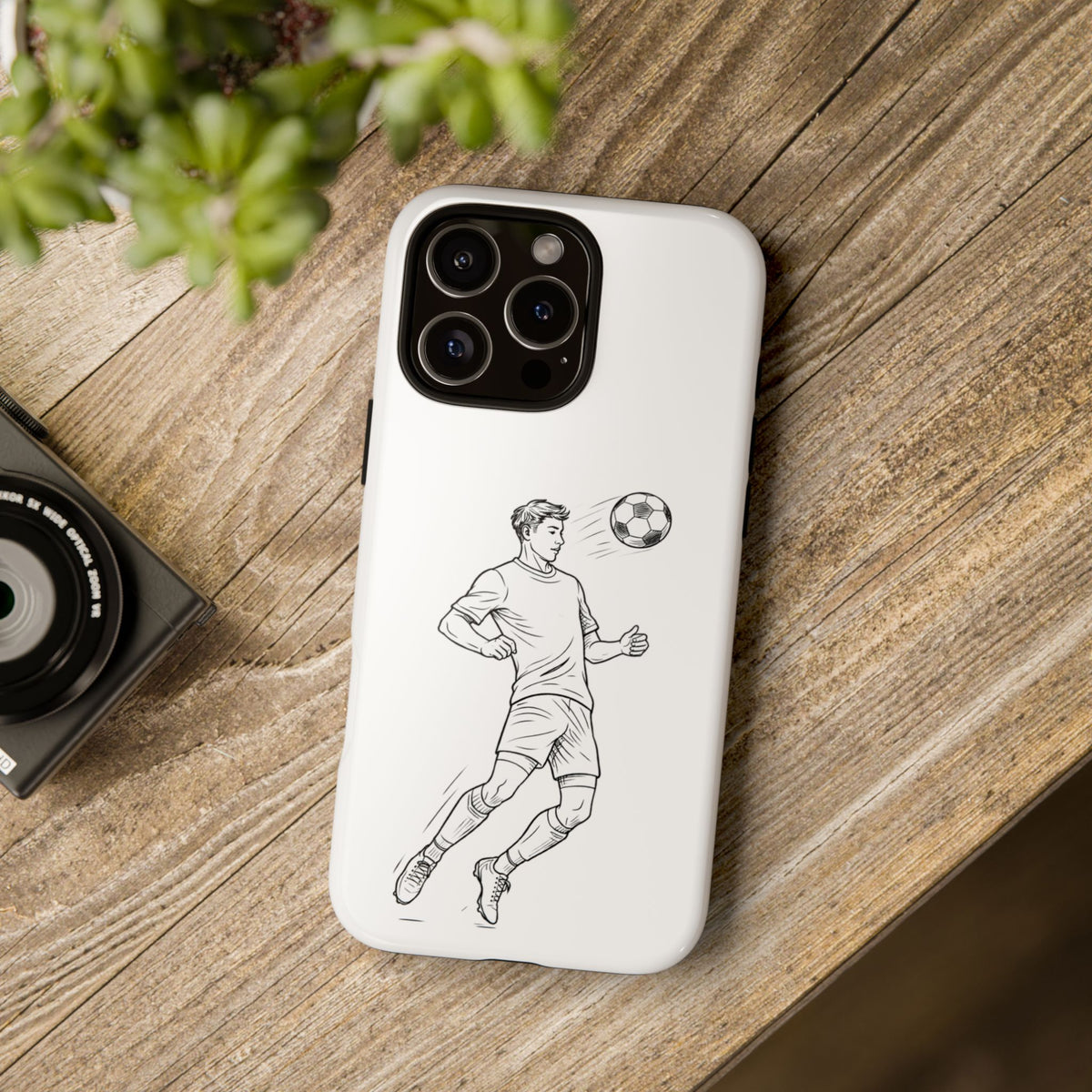Phone Case, Football Chest-control Minimalist sketch Design, Tough Case