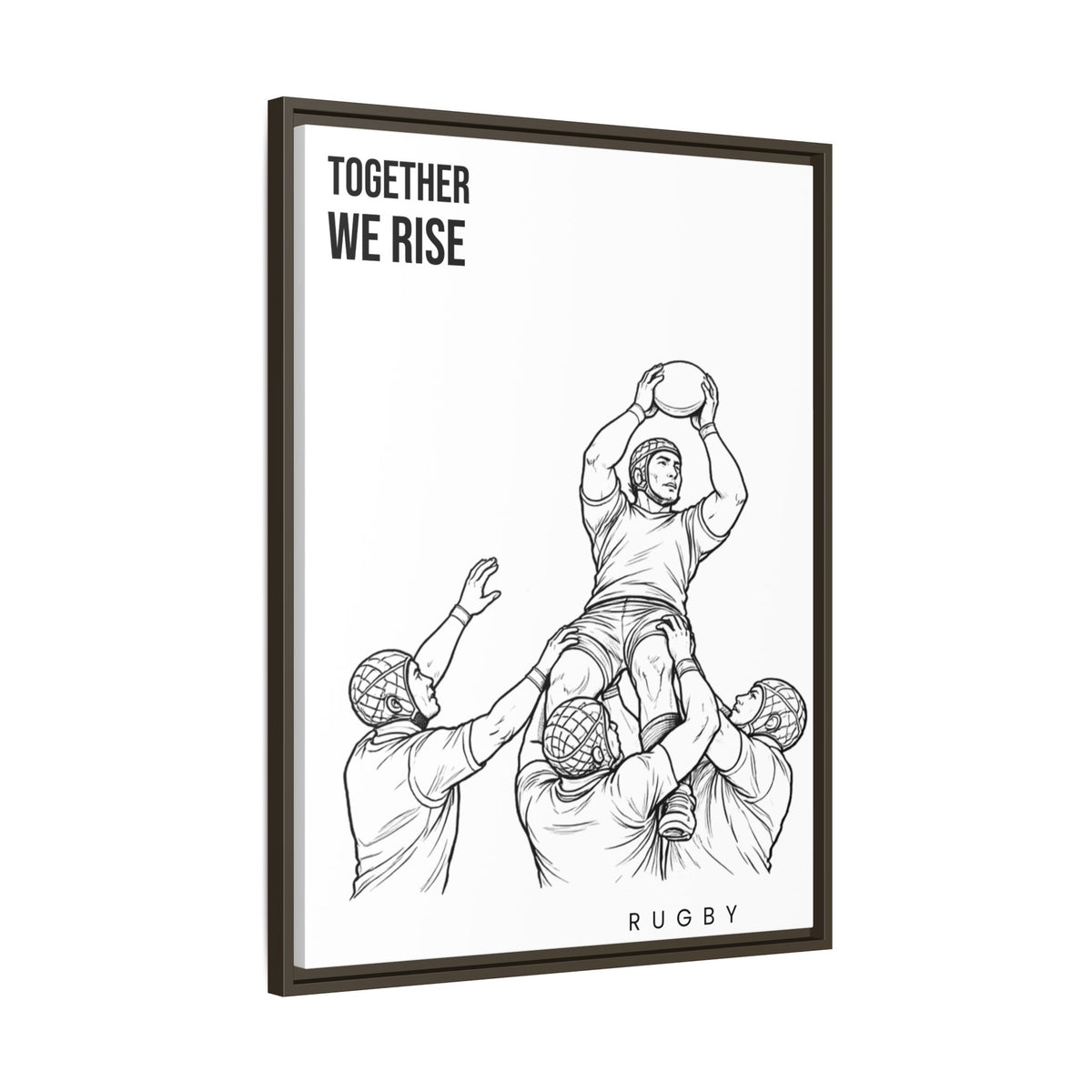 Print, Rugby Line-Out Together We Rise , Matte Canvas Print Framed Art