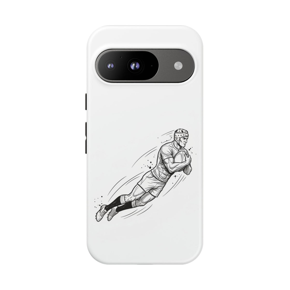 Phone Case, Rugby Try Swan Dive Minimalist Sketch design, Tough Case