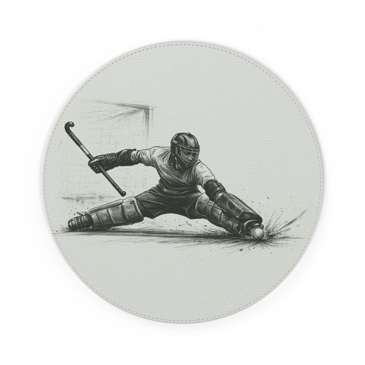 Mouse Mat, Hockey "Goal Keeper Hero Save" design, Faux Leather