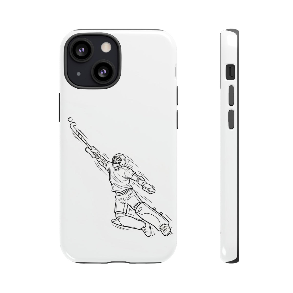 Hockey Goalkeeper Sketch Phone Case — Minimalist Sports Protective Cover