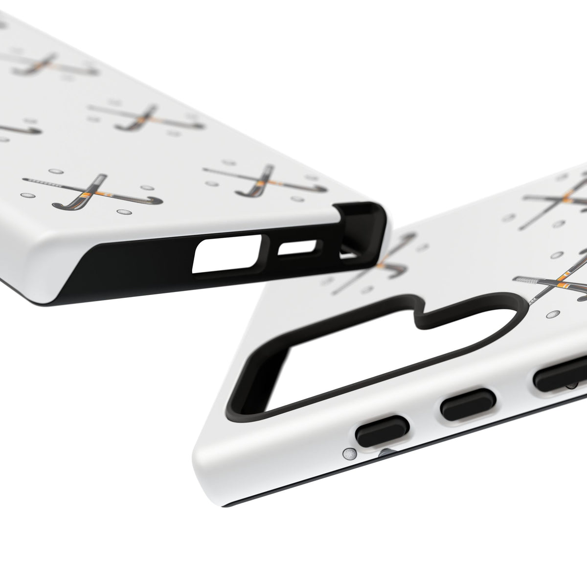 Phone Case, Hockey Repeated Crossed Sticks & Balls Pattern, Tough Case