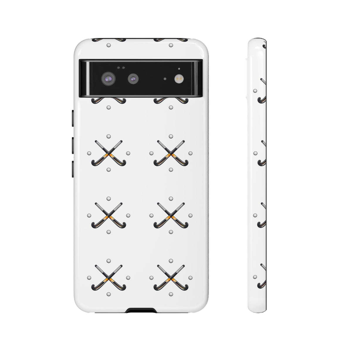 Phone Case, Hockey Repeated Crossed Sticks & Balls Pattern, Tough Case