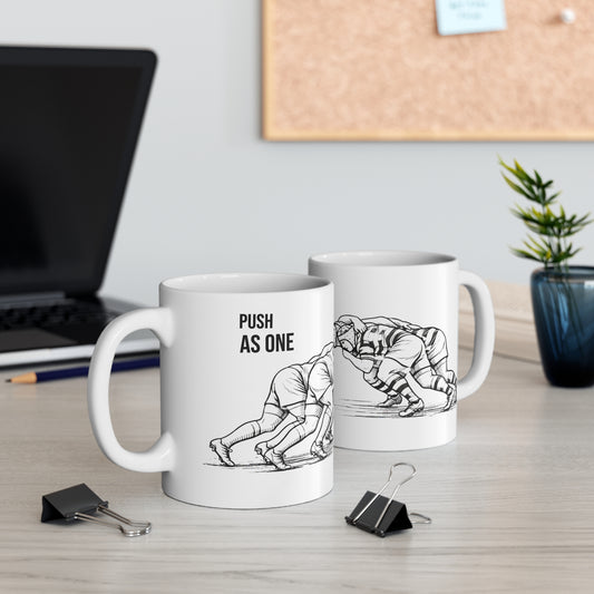 Mug, Rugby Scrum , Push as One, Ceramic, 325ml / 11oz or 440ml / 15oz