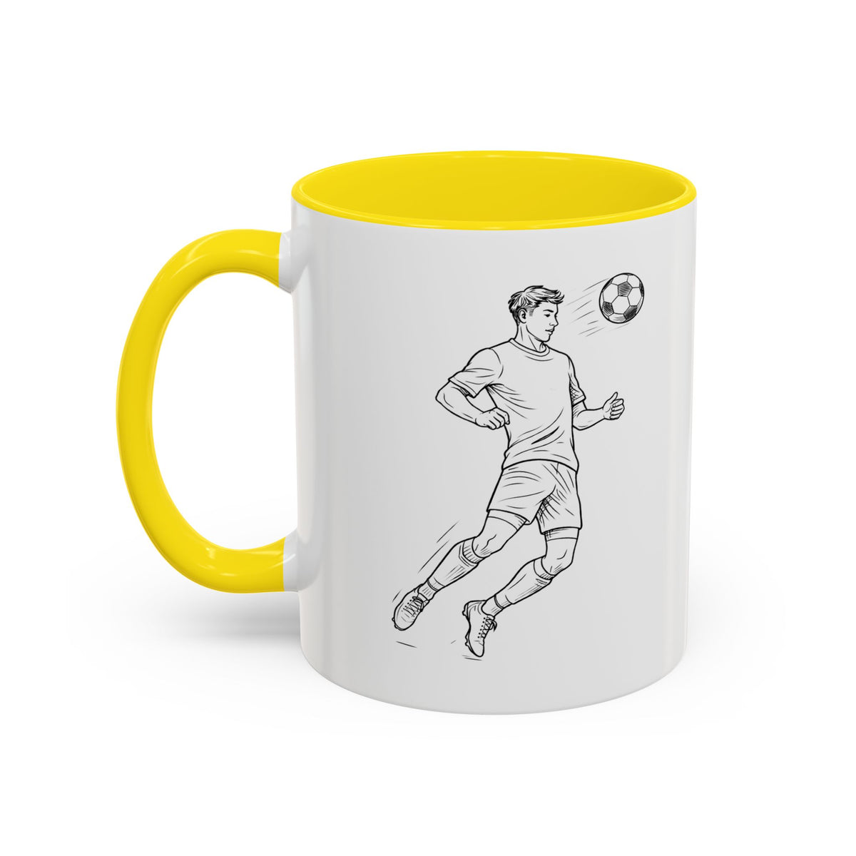 Mug, Football Players, Minimalistic Sketch design, Ceramic 325ml / 11oz, CHOICE of coloured inner