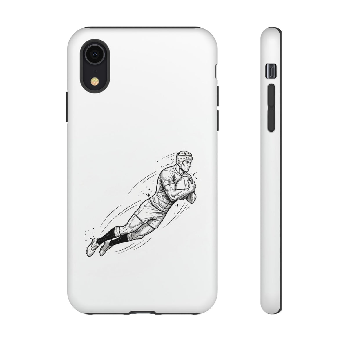 Phone Case, Rugby Try Swan Dive Minimalist Sketch design, Tough Case