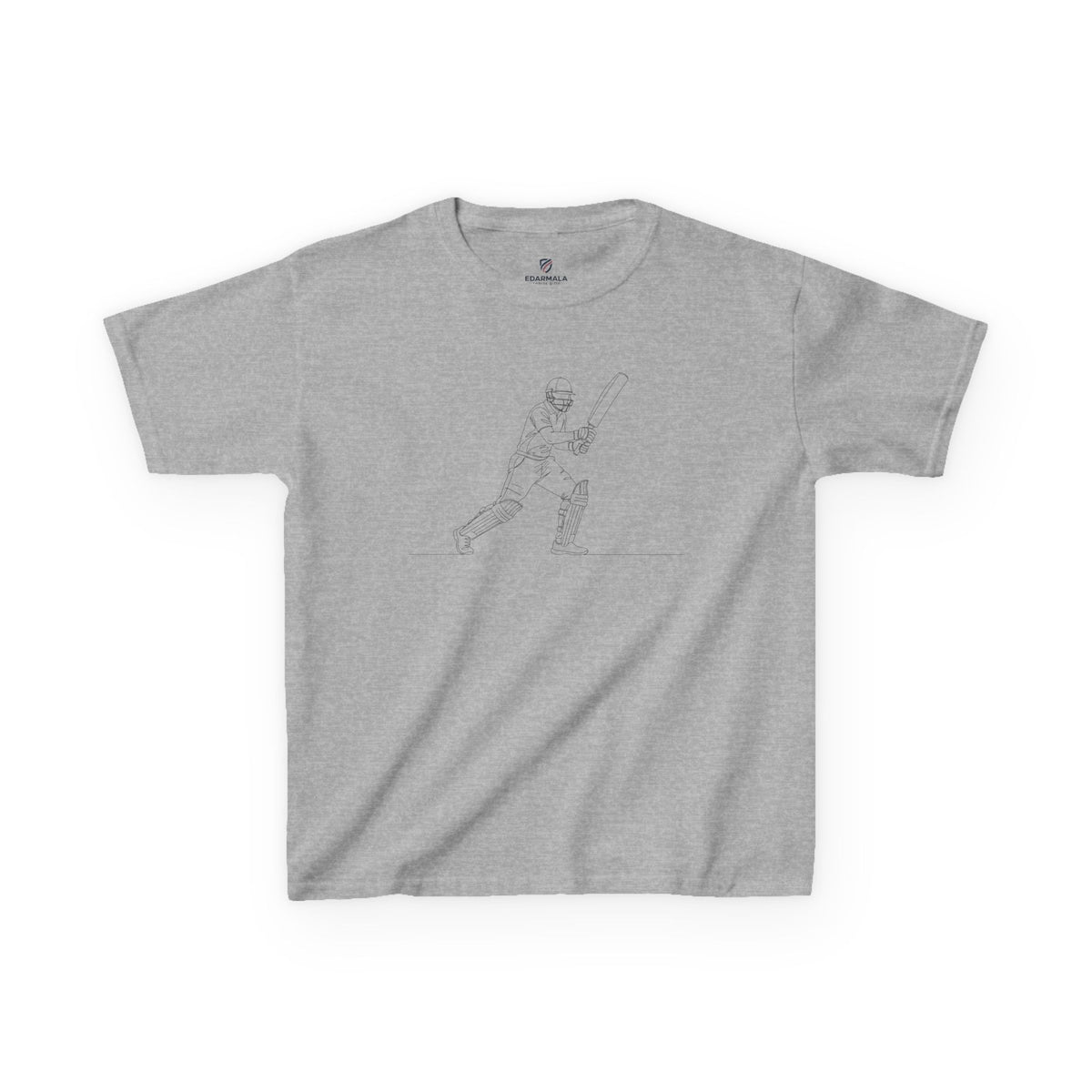 T Shirt Kids, Cricket Batsman 2 minimalist sketch design, Cotton, Various Colours