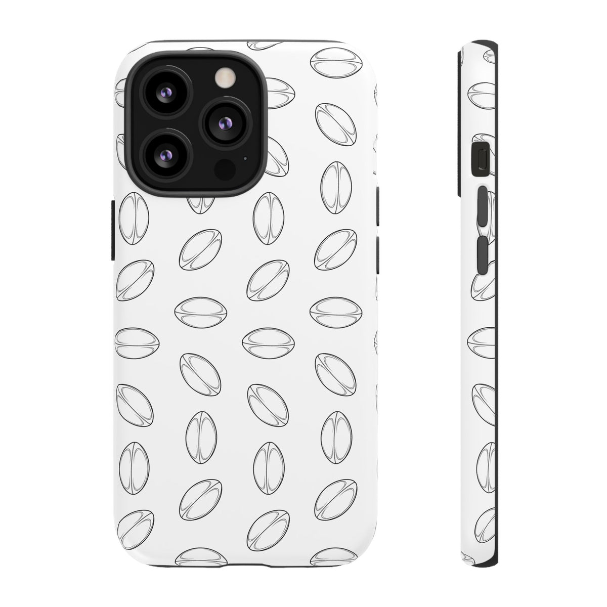Phone Case, Rugby Ball Minimalist Sketch Pattern, Tough Case