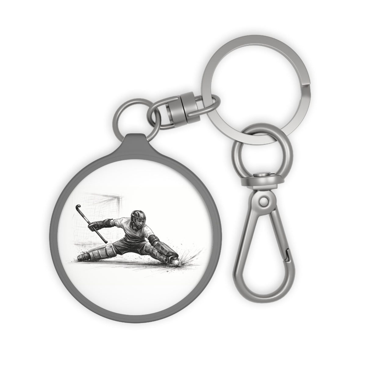 Keyring Bag Tag, Hockey Goalie, splits design