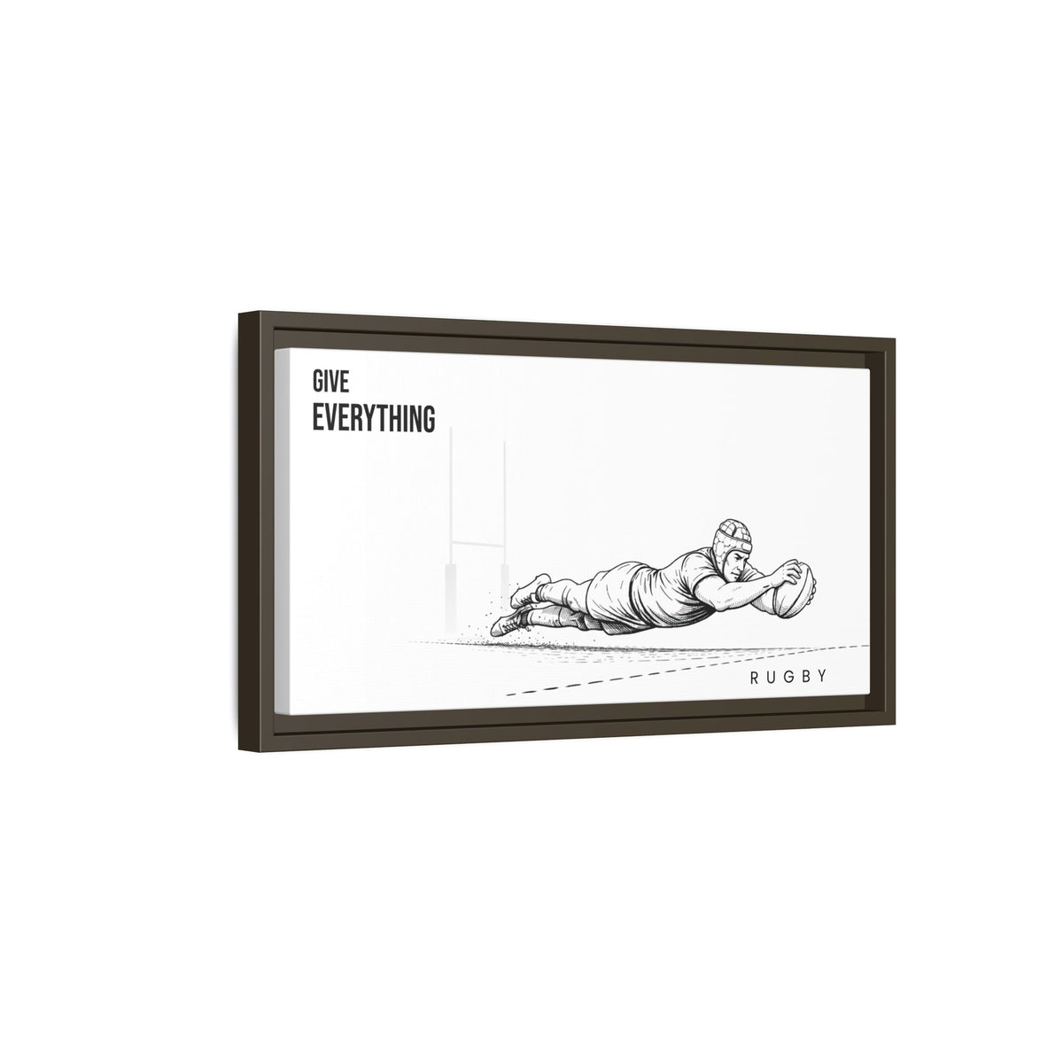 Print, Rugby Try, "Give Everything"  Matte Canvas Framed Wall Art