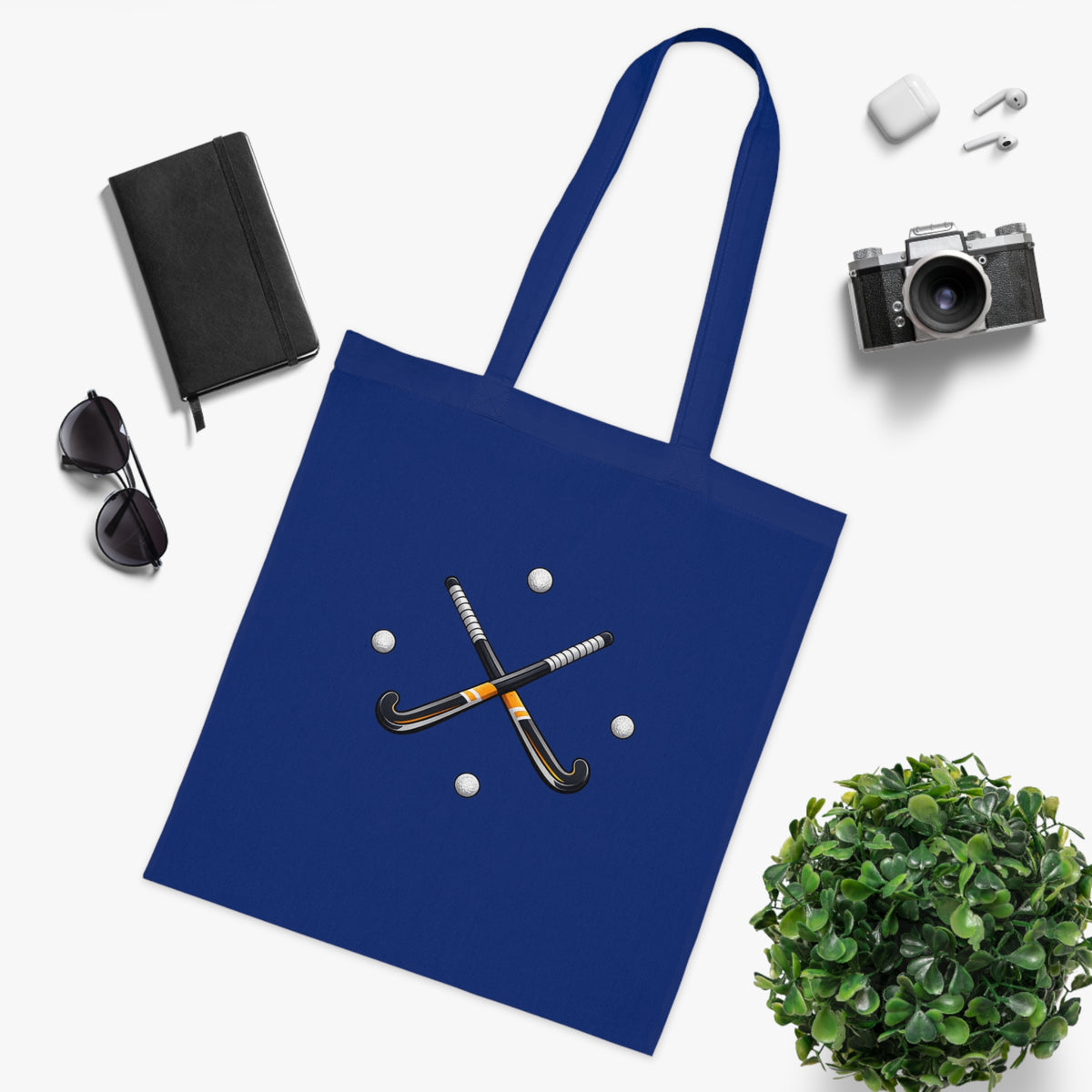 Bag, Field Hockey Crossed Sticks & Balls Sports design, Cotton Tote Bag