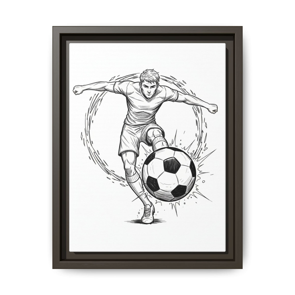 Print, Football Striker, Matte Canvas Framed Wall Art