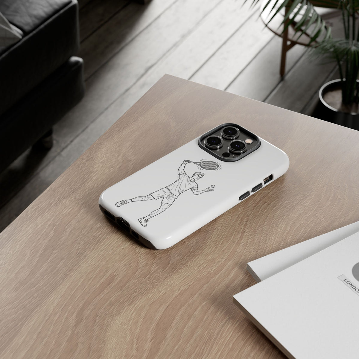 Phone Case, Racket Sports, Tennis Player overhead shot Design, Tough Case