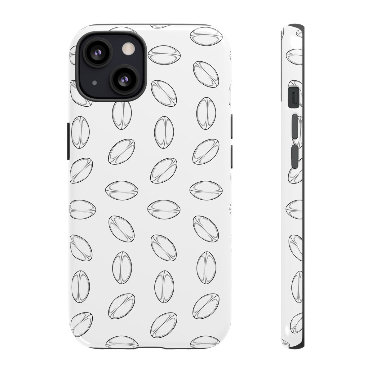 Phone Case, Rugby Ball Minimalist Sketch Pattern, Tough Case