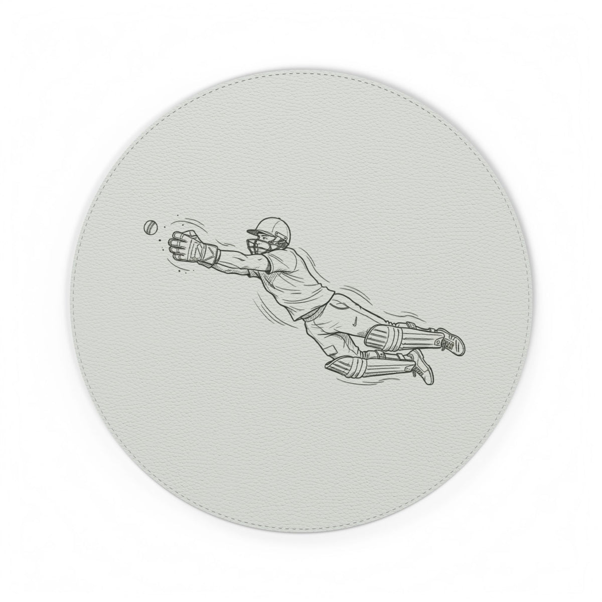 Mouse Mat, Cricket Vintage Fielding Sketch Di, PU Leather Mouse Mat