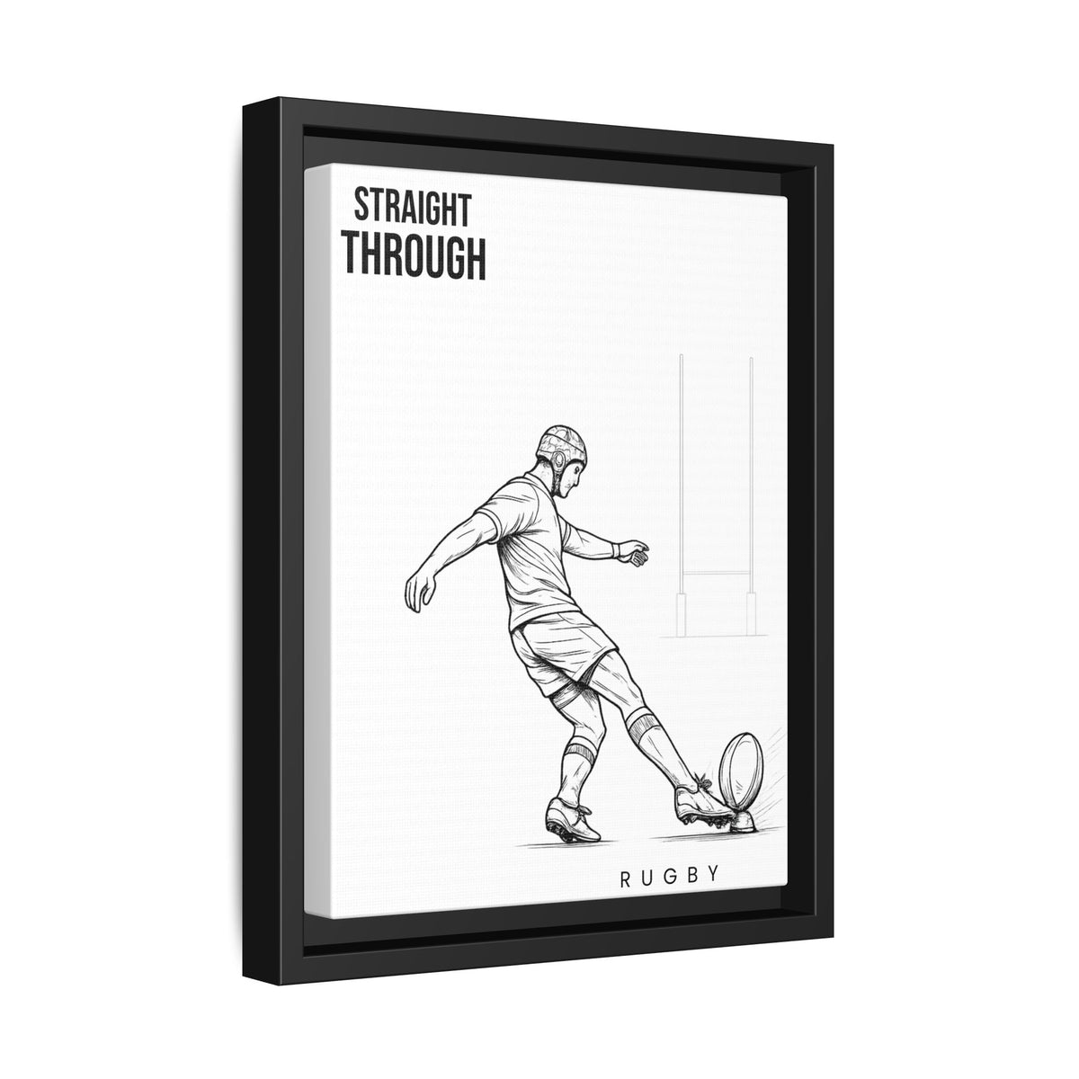 Print, Rugby Conversion Kick - Straight Through, Matte Canvas Print Framed Art