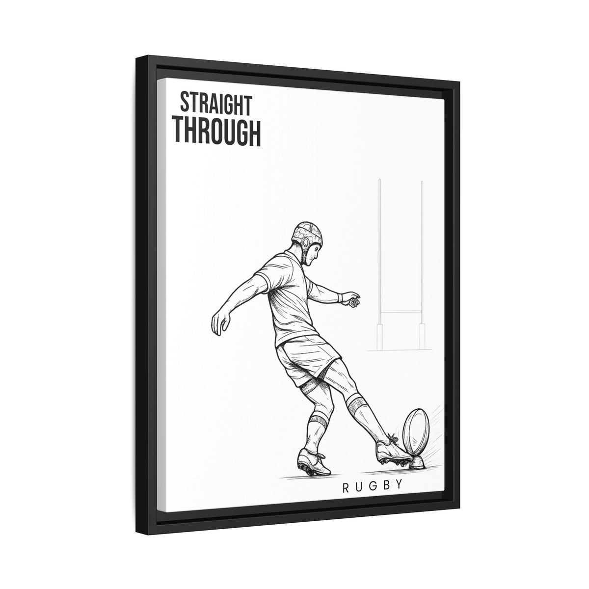 Print, Rugby Conversion Kick - Straight Through, Matte Canvas Print Framed Art