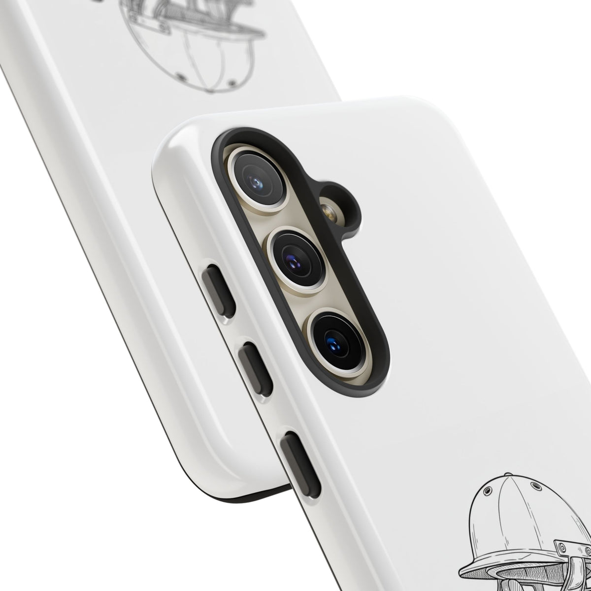 Phone Case, Cricket Gloves & Helmet Sketch, Tough Case