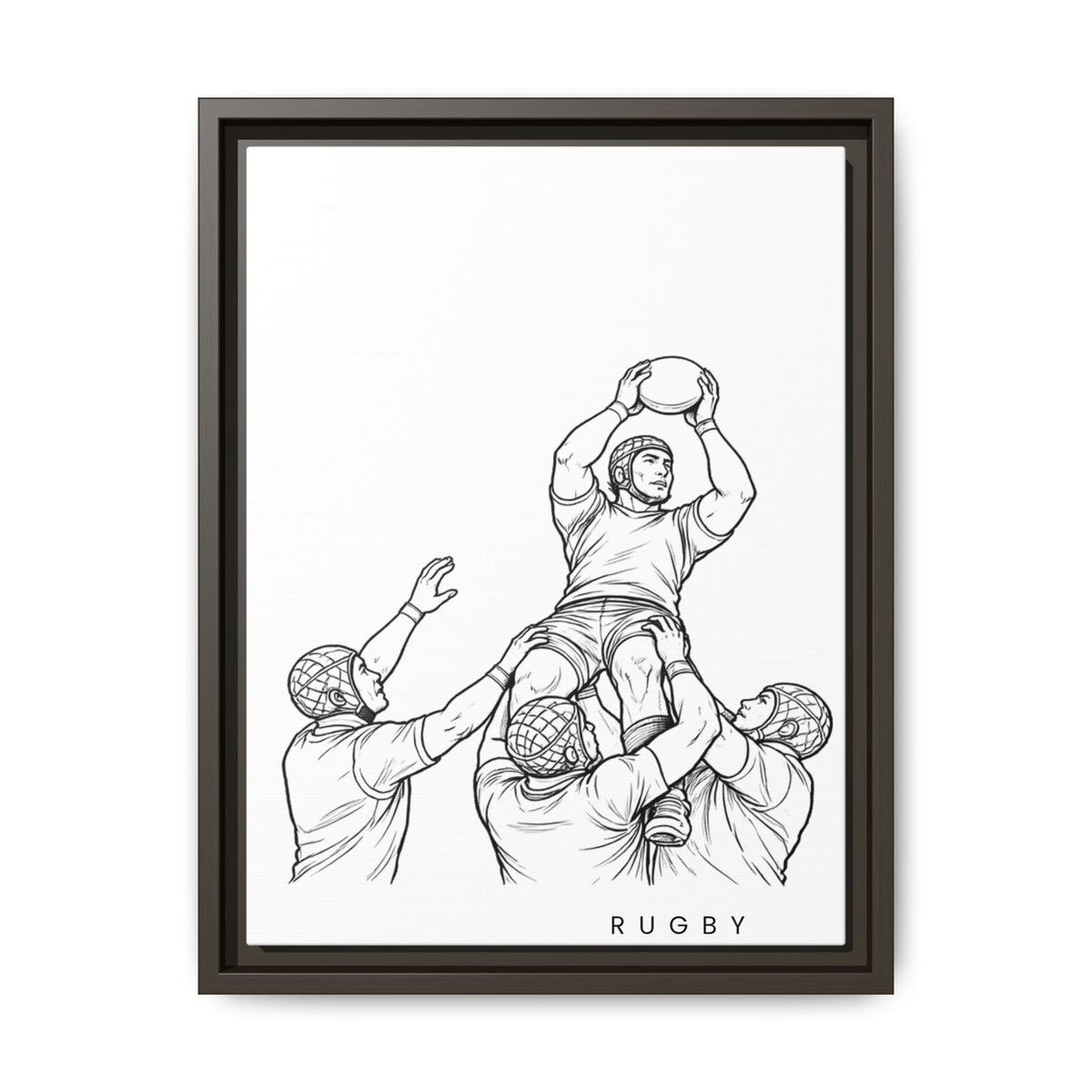 Print, Rugby Line-Out, Matte Canvas Print Framed Art