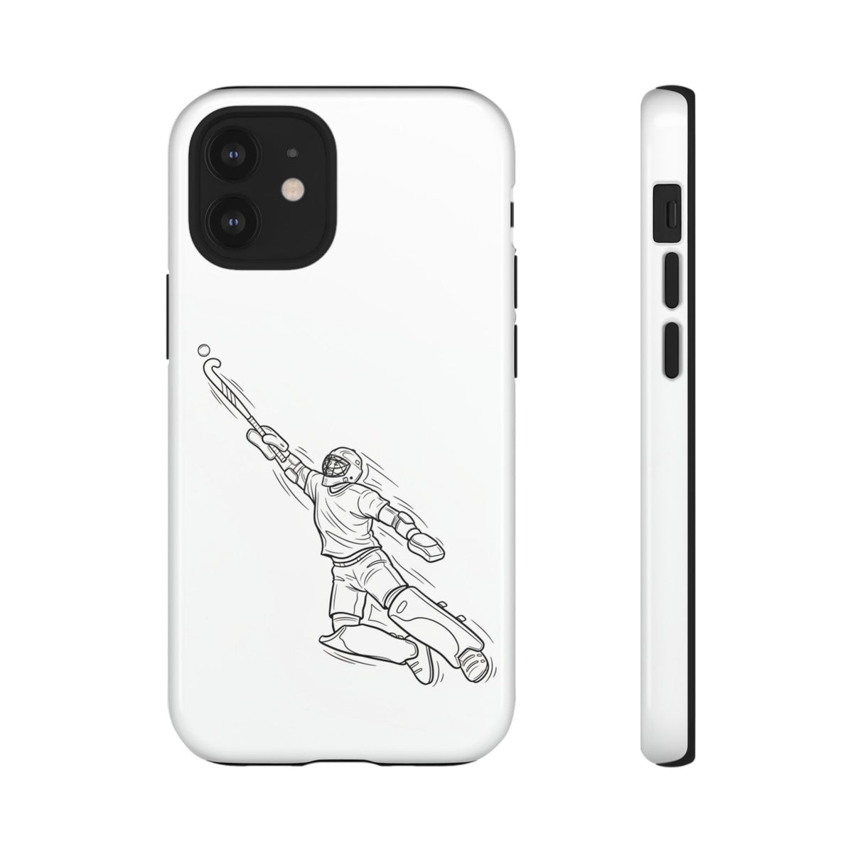 Hockey Goalkeeper Sketch Phone Case — Minimalist Sports Protective Cover