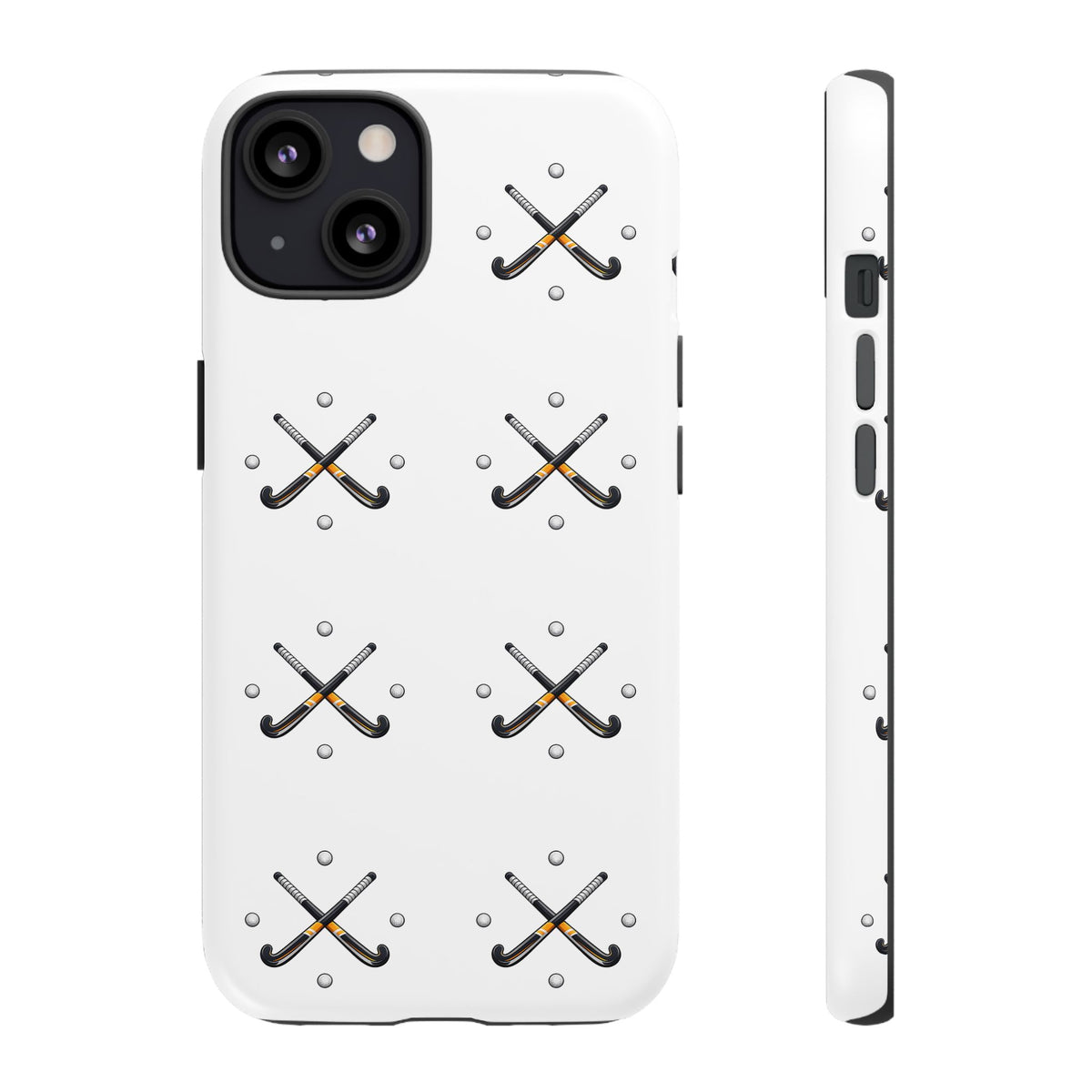 Phone Case, Hockey Repeated Crossed Sticks & Balls Pattern, Tough Case