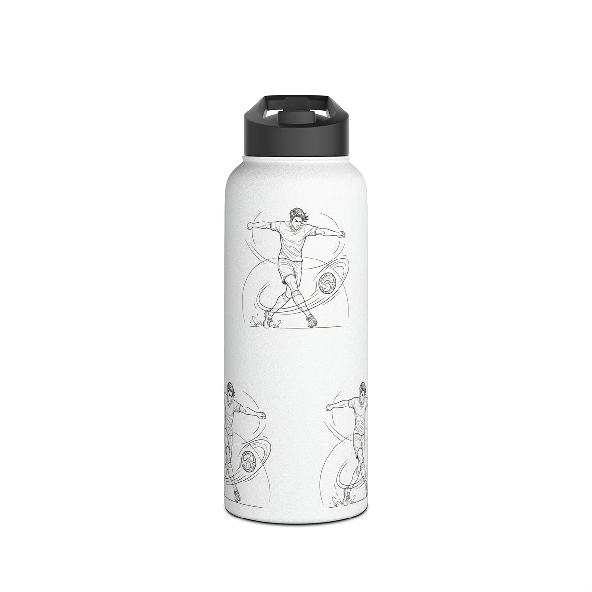 Water Bottle, Football Skills repeat pattern design, Stainless Steel