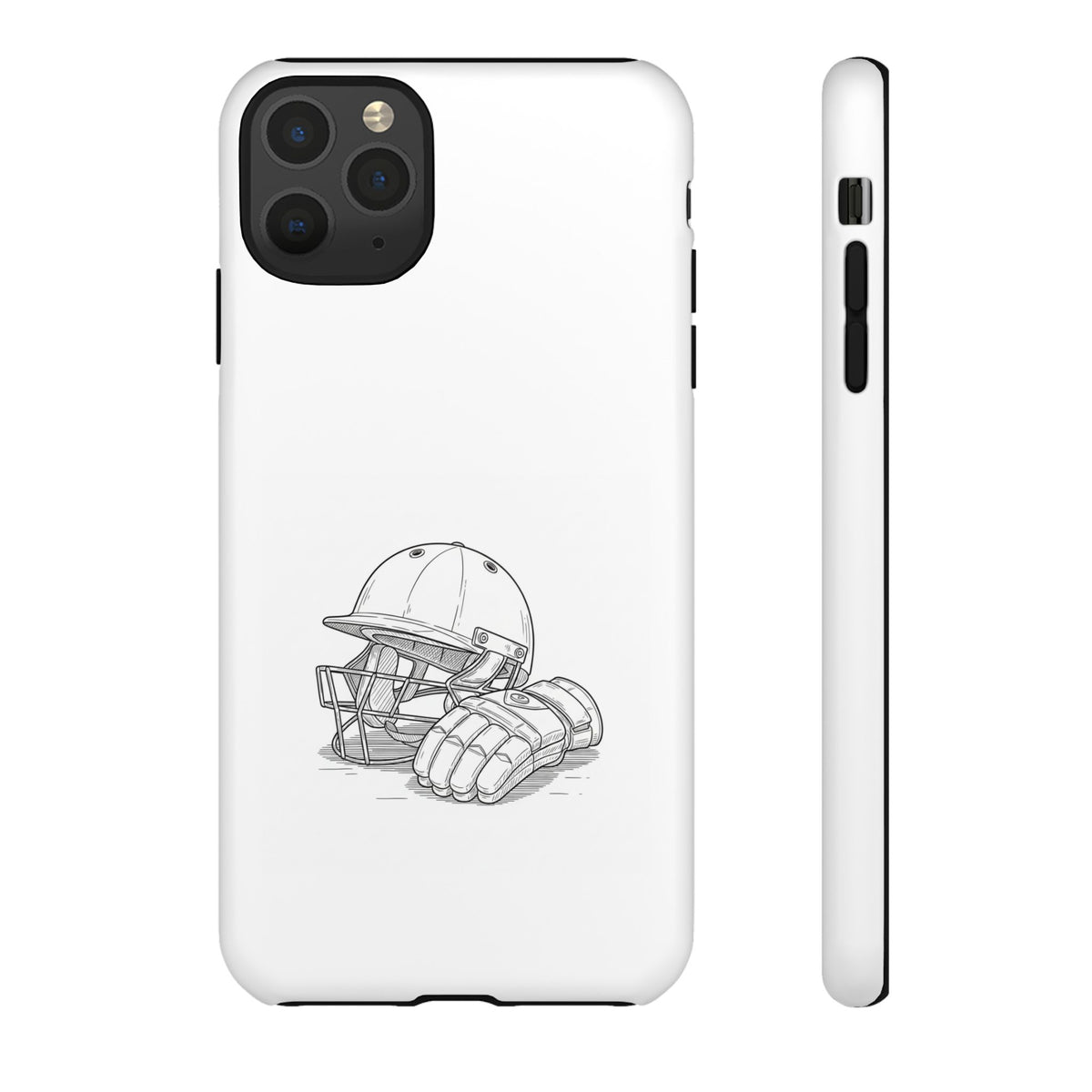 Phone Case, Cricket Gloves & Helmet Sketch, Tough Case