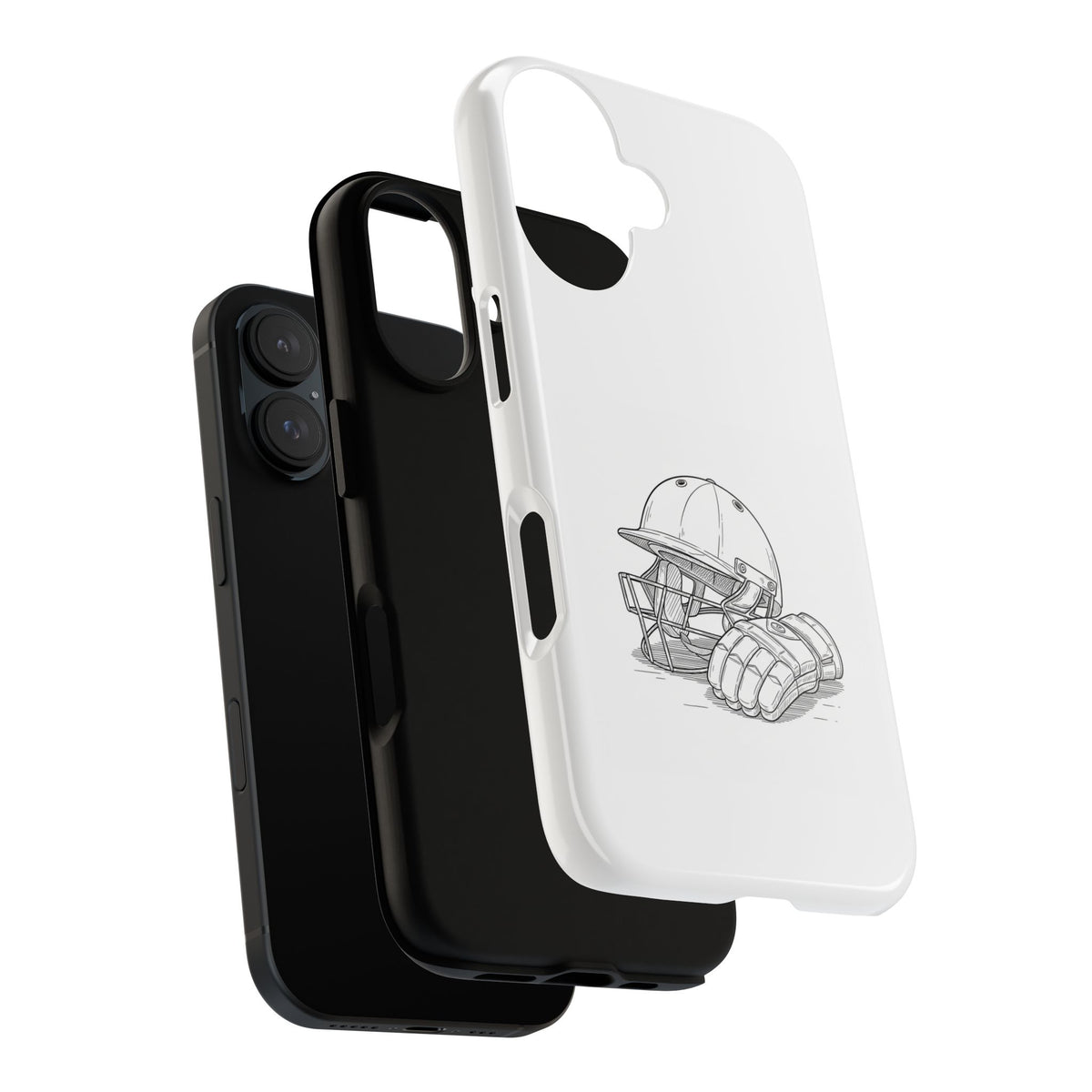 Phone Case, Cricket Gloves & Helmet Sketch, Tough Case