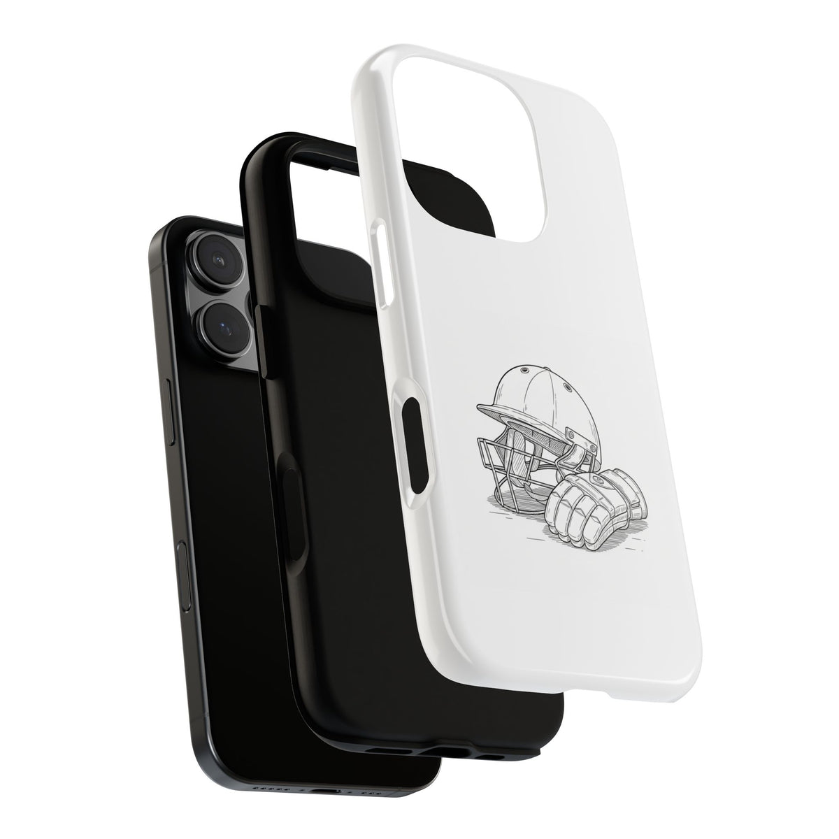 Phone Case, Cricket Gloves & Helmet Sketch, Tough Case