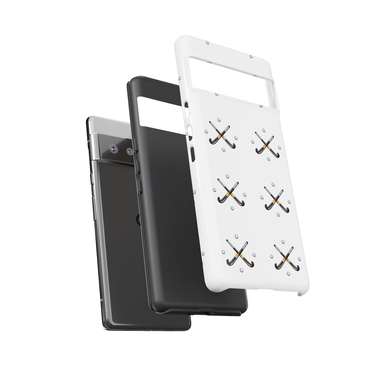 Phone Case, Hockey Repeated Crossed Sticks & Balls Pattern, Tough Case