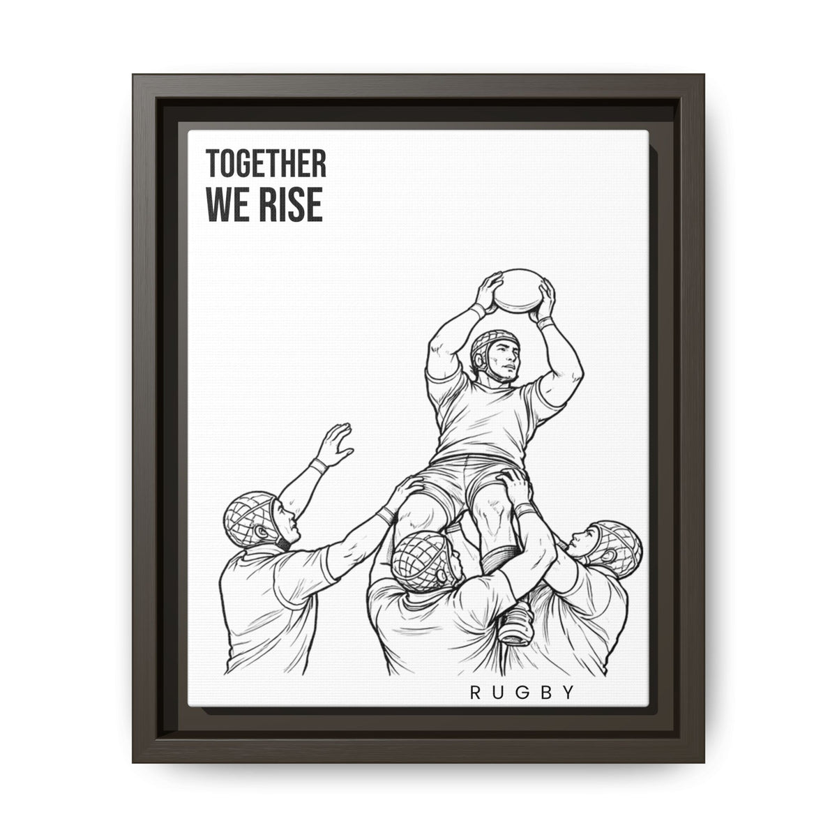 Print, Rugby Line-Out Together We Rise , Matte Canvas Print Framed Art