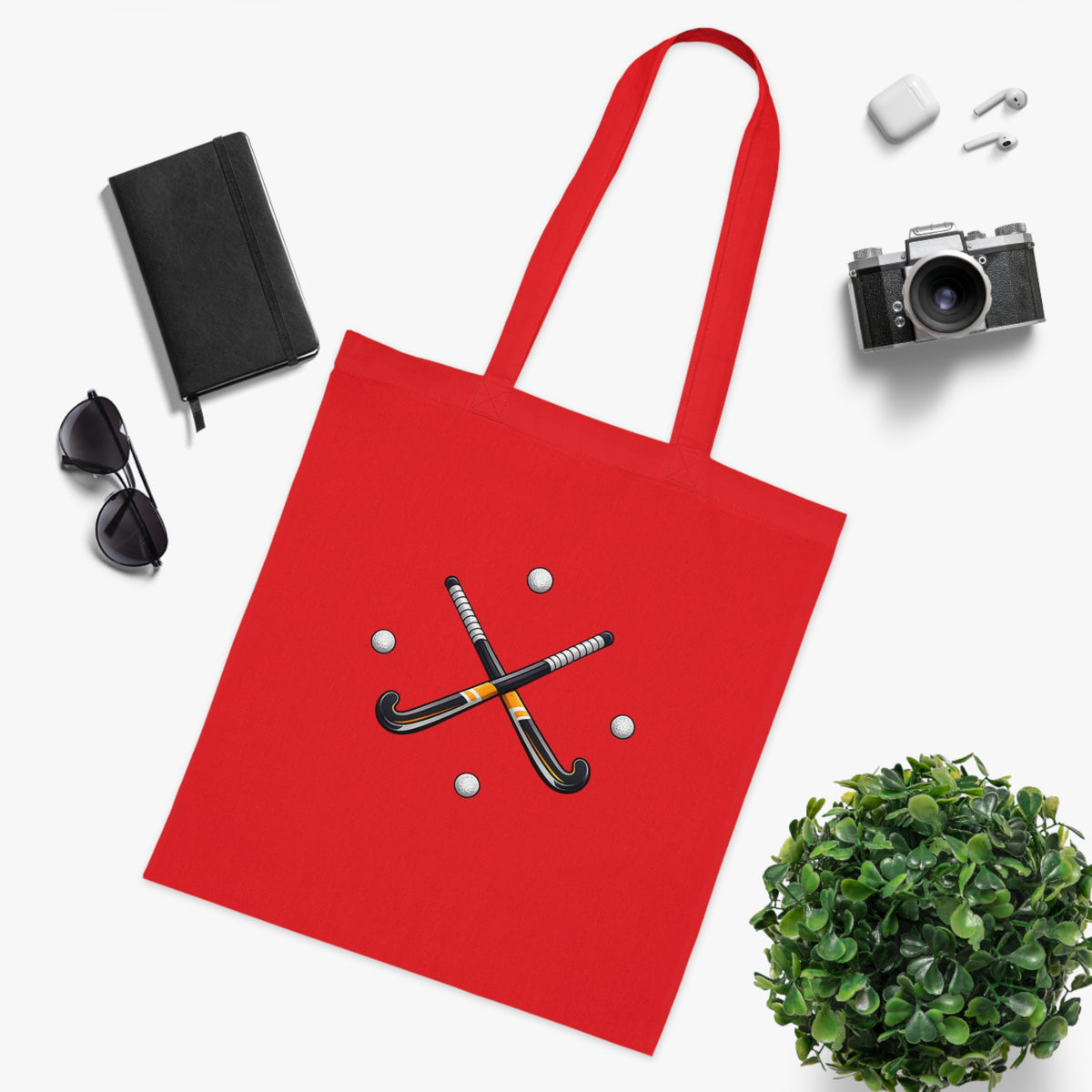 Bag, Field Hockey Crossed Sticks & Balls Sports design, Cotton Tote Bag