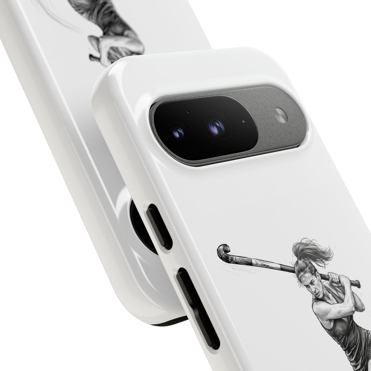 Phone Case, Hockey, Female Player "Tomahawk" shot design, Tough Case