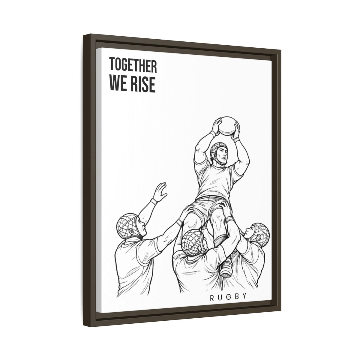 Print, Rugby Line-Out Together We Rise , Matte Canvas Print Framed Art