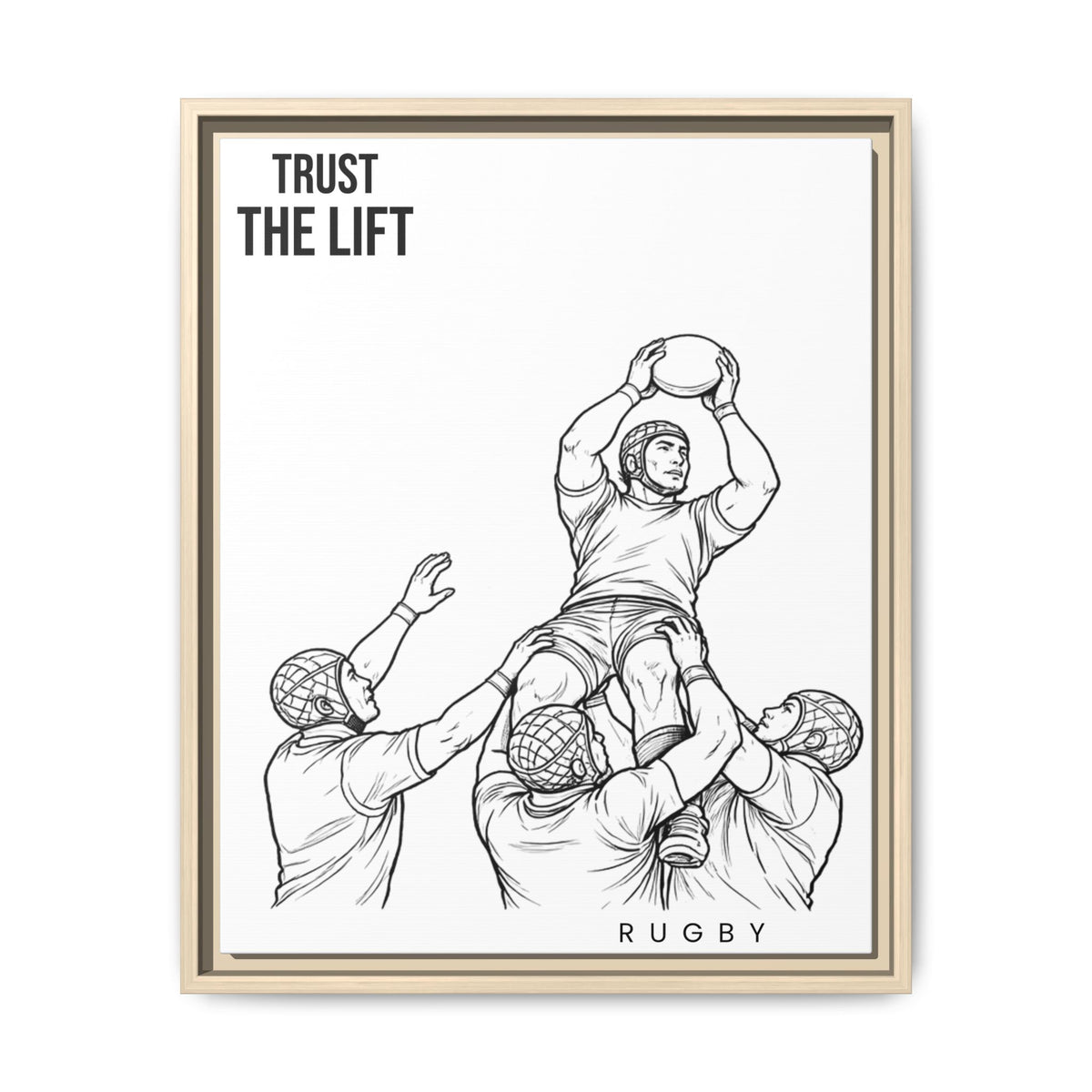 Print, Rugby Line-Out Trust The Lift , Matte Canvas Print Framed Art