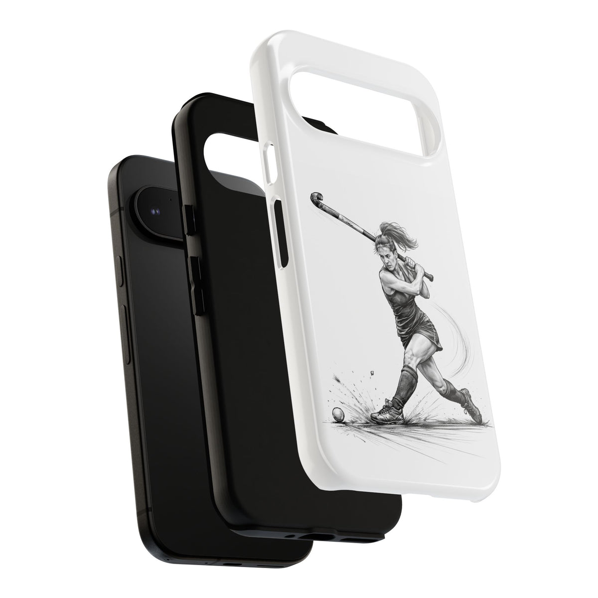 Phone Case, Hockey, Female Player "Tomahawk" shot design, Tough Case