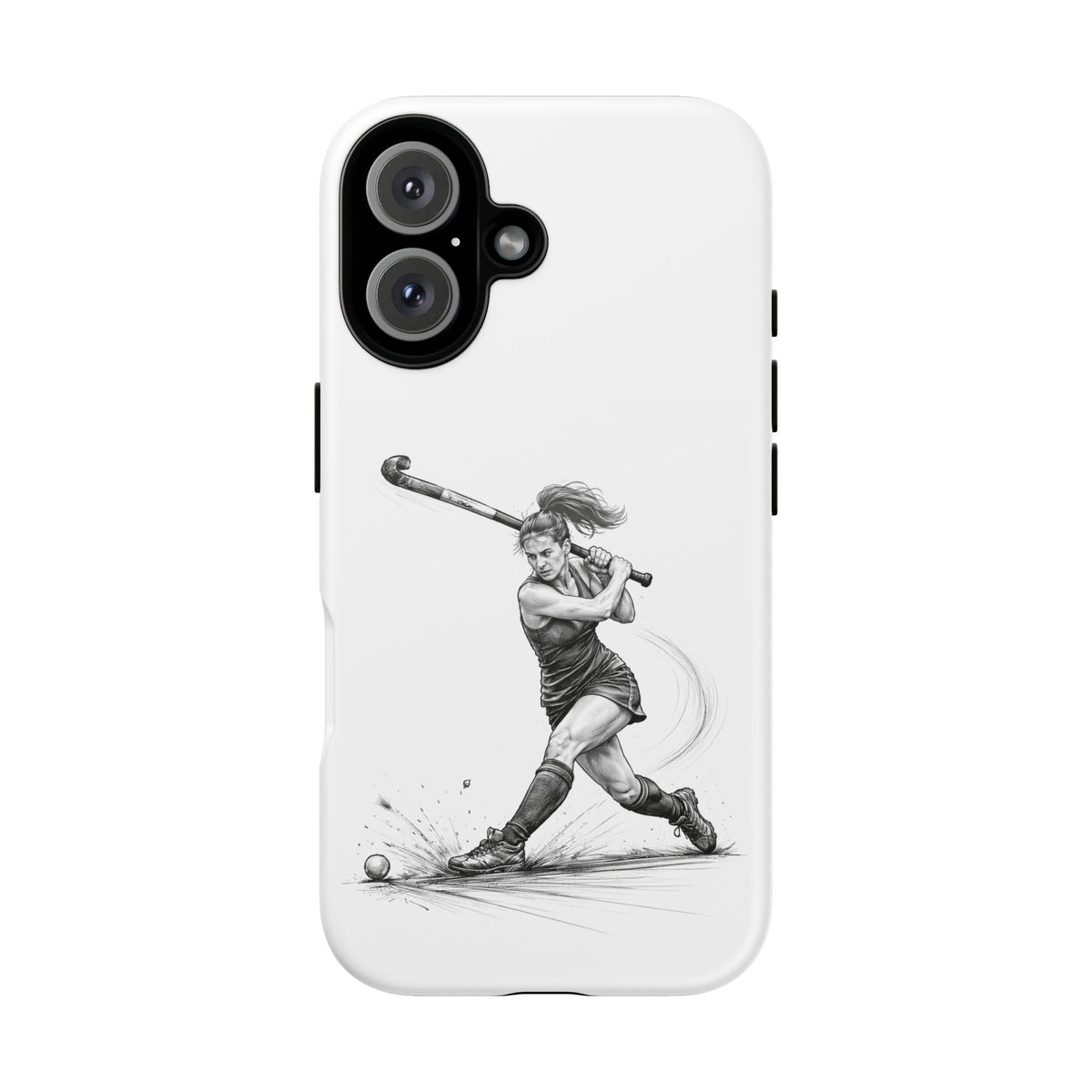 Phone Case, Hockey, Female Player "Tomahawk" shot design, Tough Case