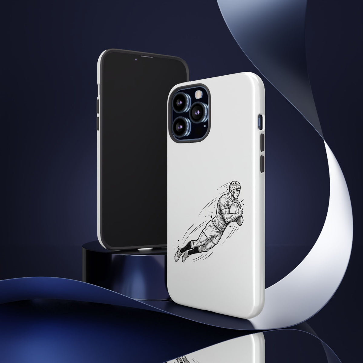 Phone Case, Rugby Try Swan Dive Minimalist Sketch design, Tough Case