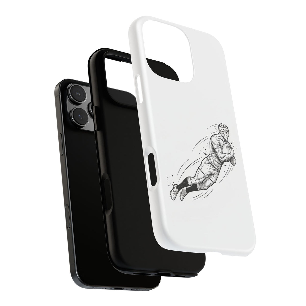 Phone Case, Rugby Try Swan Dive Minimalist Sketch design, Tough Case
