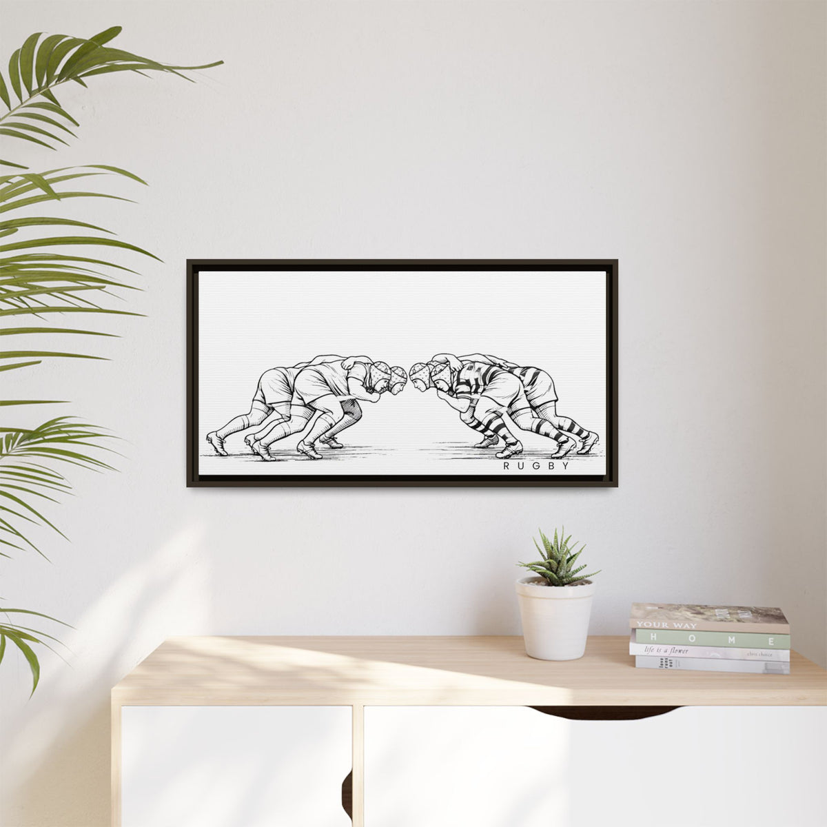Print, Rugby Scrum,  Matte Canvas Print Framed Art