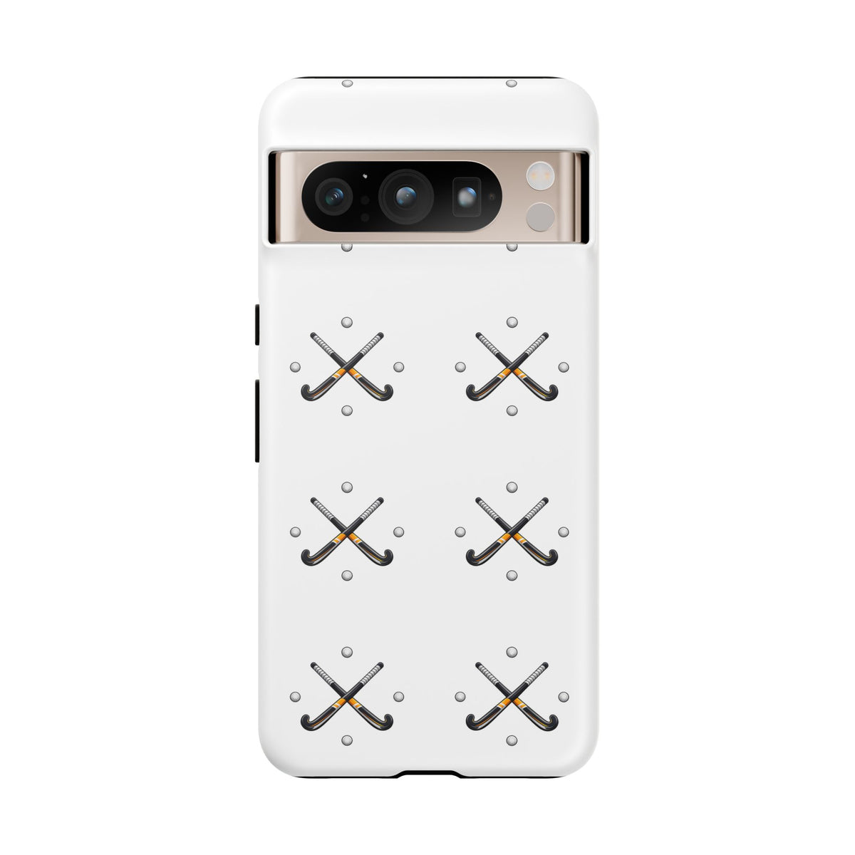 Phone Case, Hockey Repeated Crossed Sticks & Balls Pattern, Tough Case