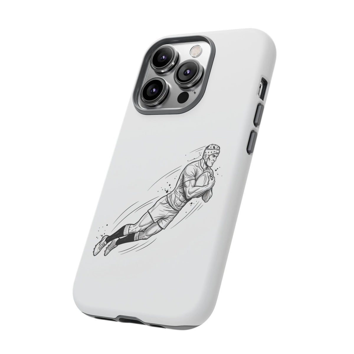 Phone Case, Rugby Try Swan Dive Minimalist Sketch design, Tough Case