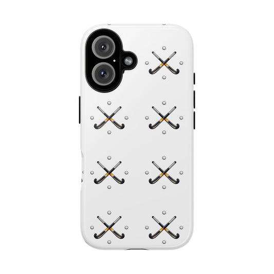 Phone Case, Hockey Repeated Crossed Sticks & Balls Pattern, Tough Case