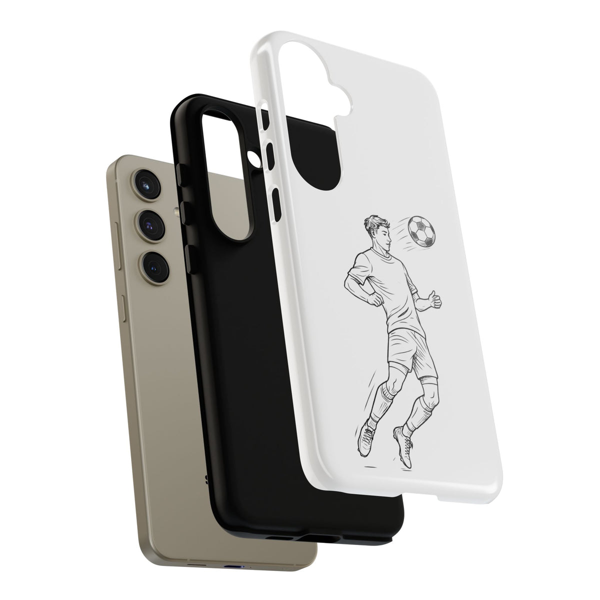 Phone Case, Football Chest-control Minimalist sketch Design, Tough Case