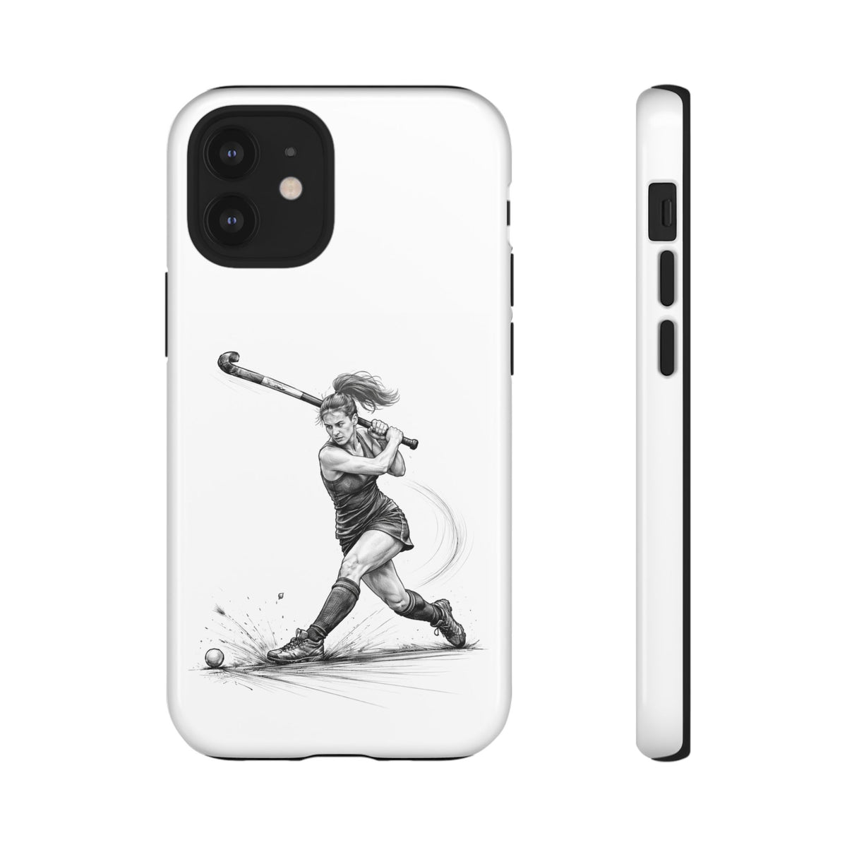 Phone Case, Hockey, Female Player "Tomahawk" shot design, Tough Case